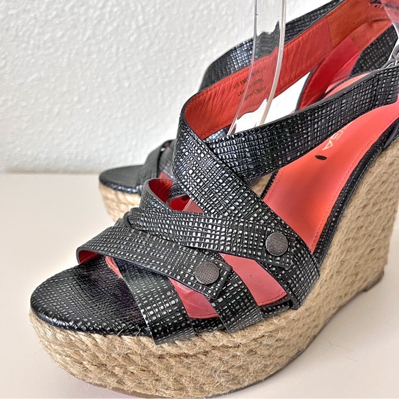Via Spiga  Karla Black Espadrille Platform Wedges Size 8 - Picture 2 of 11